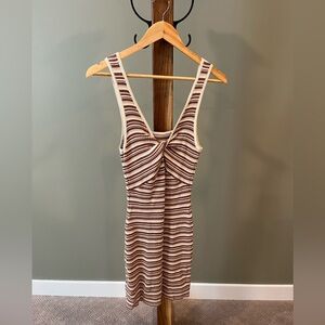 Abercrombie & Fitch Brown and White striped reversible knit mini dress